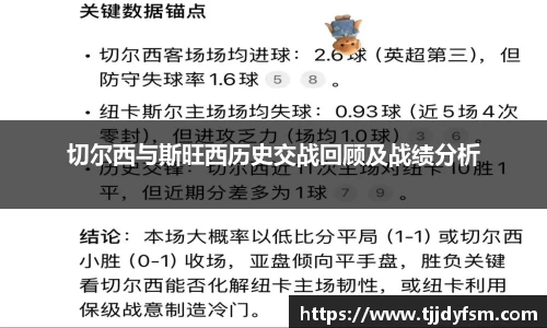 切尔西与斯旺西历史交战回顾及战绩分析